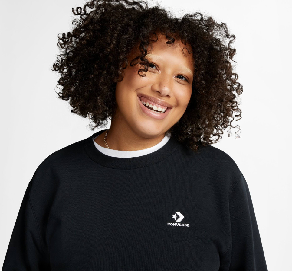 Standard Fit Left Chest Star Chevron Embriodered Crew French Terry